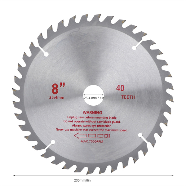 1 stk 40T Sirkelsag Webblad Trebørste Kutter Trimmer Verktøy 25,4 mm 8\"