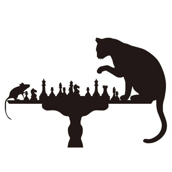 Rolig schack väggdekal Dekal katt mus som spelar spel levande