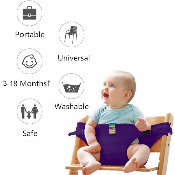 Foldbar Bærbar Spisebordsstol Sæde Sele Beskyttelsesbælte Spænde Bælte til Baby og Småbørn