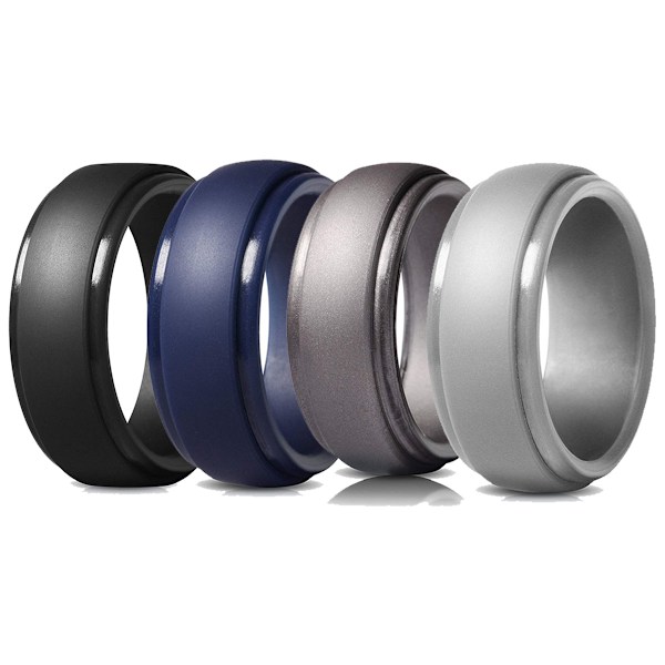 Silikonring för män, andningsbar med luftflödeskanaler - 8 mm bred - 2,5 mm tjock silikonbröllopsband