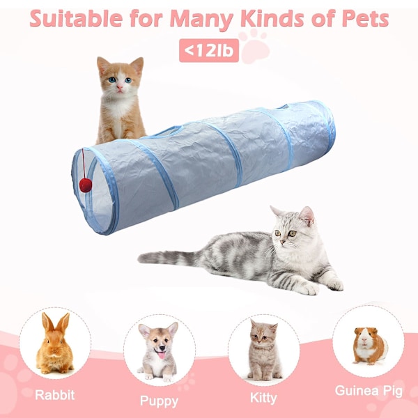 PetLike kattunnel för inomhuskatter hopfällbar pop-up husdjurstunnel tittfönster gömställe leksaker för katter med boll