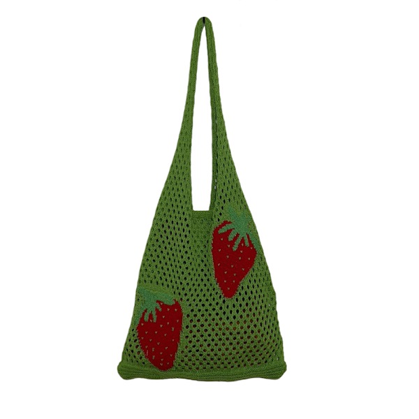 Strikket taske, mesh tote taske, hul taske, jordbær taske, uld taske, dametaske