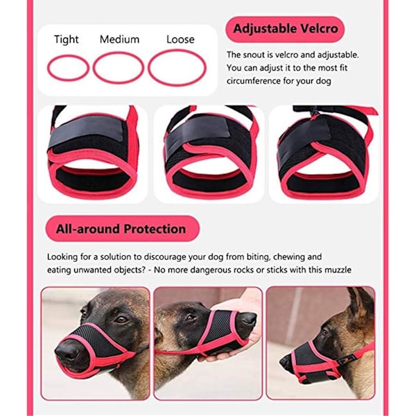 Hundemusling i Nylon, Myk og Sikker, Anti-Bitting og Bjeffing, Pustende Mesh, for Små, Mellomstore og Store Hunder, 4 Farger, 5 Størrelser