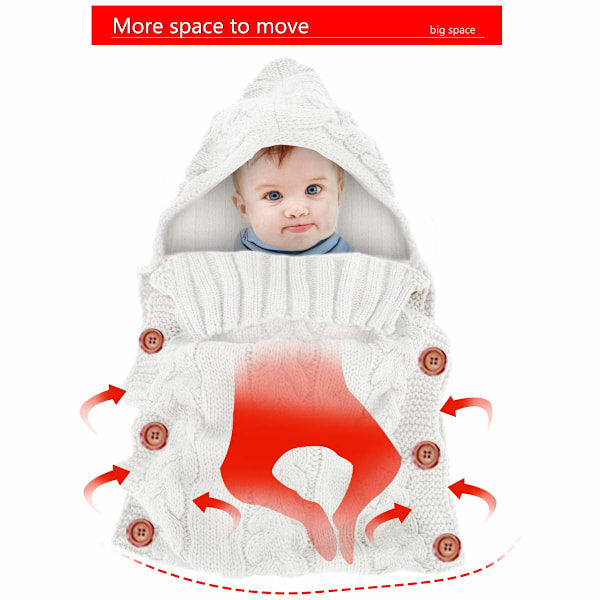 Nyfödd Baby Stickad Swaddle Swaddlefilt Sovsäck för 0-12 Månader Baby