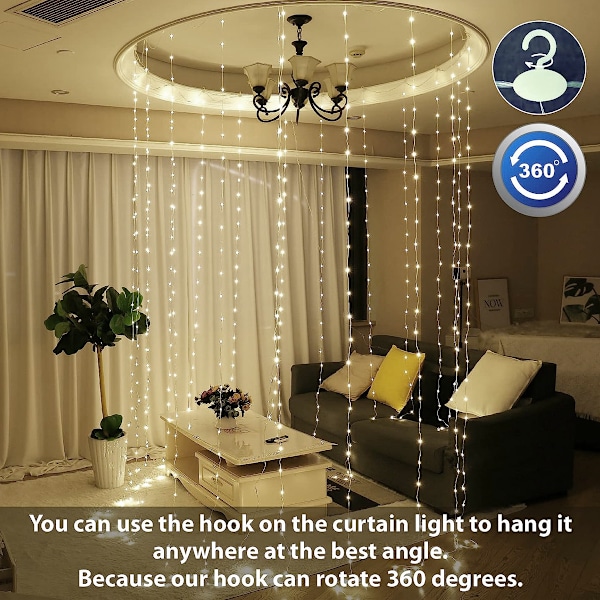 Strängljusgardin, USB -driven Fairy Lights för sovrumsvägg Party$Lights Idealisk för utomhusbröllopsinredning Flera färger$Gardinbelysning interiör