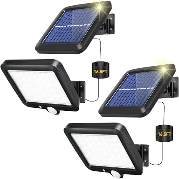 2-pack utomhussolarlampa, utomhussolljus, utomhussolarspotlight, solar utomhusbelysning, 3 lägen vattentät IP65 med rörelsesensor, utomhus