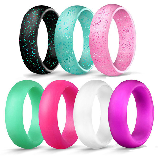 7 st Silikon Bröllopsringar för Kvinnor - Gummiband - 5,7 mm Bredd, 2 mm Tjocklek för Kärlek, Par, Souvenir och Aktiv Utomhusövningsstil