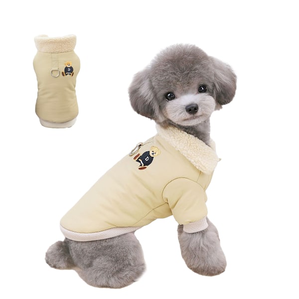 Varm mjuk husdjursjacka för valp, hund vinterkläder väst för vintern (Khaki)
