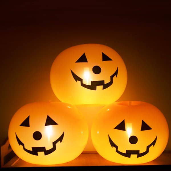 20 stk. LED-opplyste gresskarballonger til Halloween-festdekorasjon