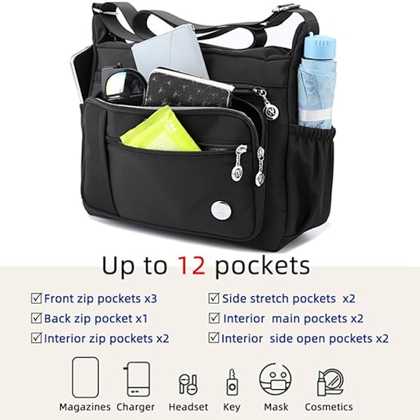Crossbody-väskor för kvinnor Trendig axelremsväska Crossbody-väska för kvinnor Vattentät Lätt Casual Axelhandväska Plånbok Ryggsäck