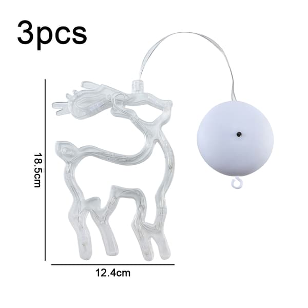 3 stk Julevindusdekorasjon sugekopplampe Milu deer