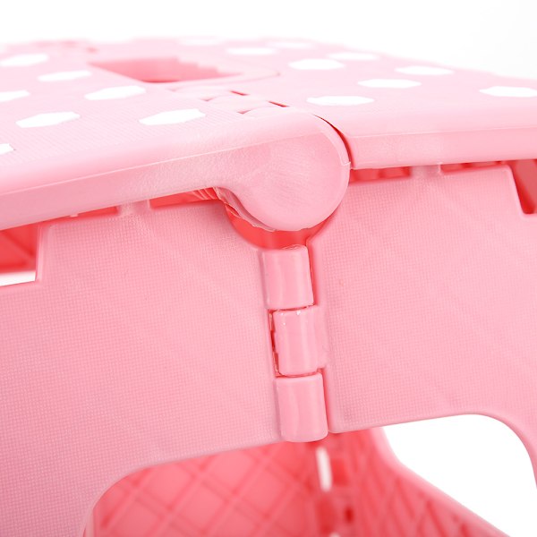 Tjock Plast Bärbar Polka Dot Vikbar Pall Plastpall 28.5*21.5*27cm（Rosa）