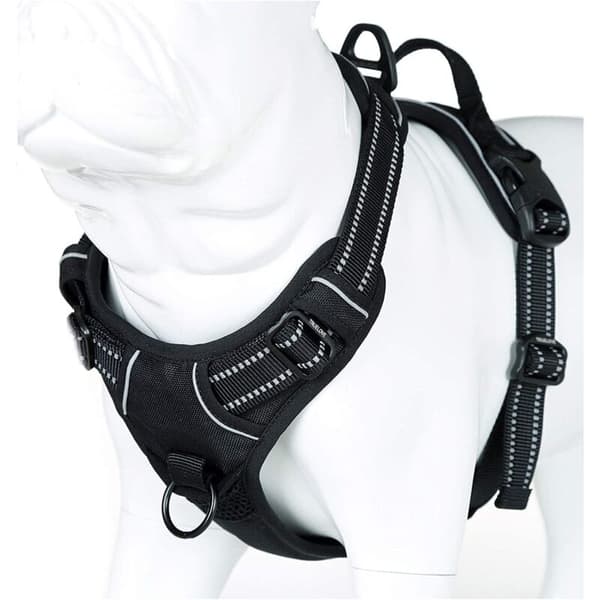 Heavy Duty Tactical Harness for Large Dogs, Adjustable Anti-Pull, Reflective, Easy Control, Military Style Working Dog Harness, Size L, Black