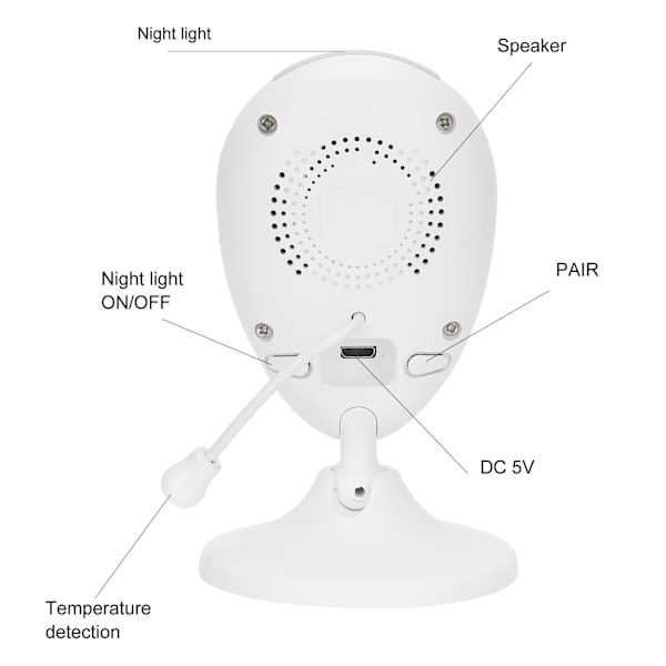 2.4G Langaton Vauvanvalvonta Musiikkitoiminnolla Lämpötilan Valvonta Videovauvanvalvonta 100‑240VAU Pistoke