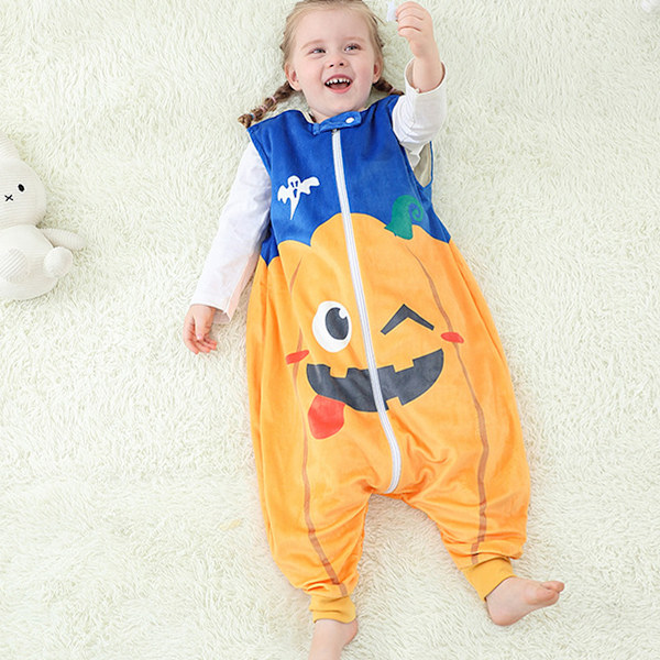 Unisex baby høst/vinter bærbart toddler uten ermer fot sovepose, gresskar