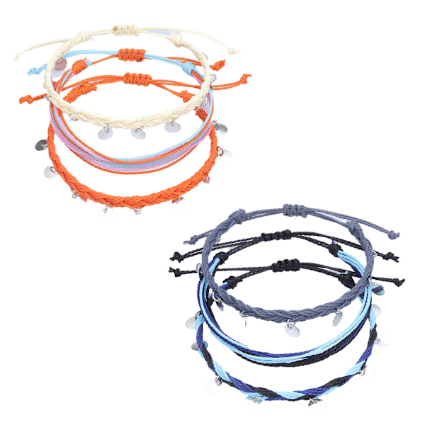 2 set Vattentäta Snöre Ankelkedjor Pärlade Smycken för Kvinnor Tonårsflickor, Justerbar Vävd Armband