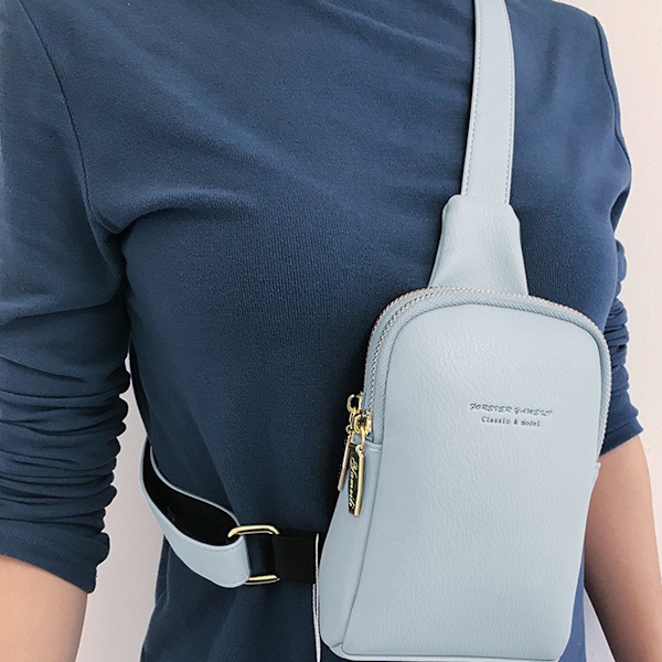 Liten Sling Bag Fanny Pack Crossbody Väskor Presenter till Kvinnor Män Mode Midjeväska Bältesväska med 2-Dragkedje Fickor för Vandring Löpning Resor