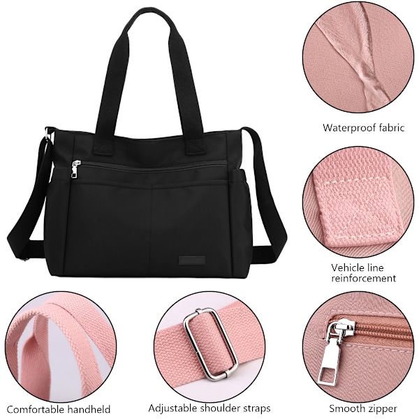 Nylon Crossbody-väskor för kvinnor, axelremsväska, vattentät messenger-väska, satchell, damhandväskor, plånböcker