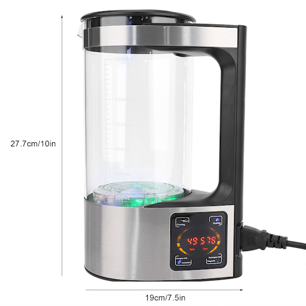 2L Värmekonstant Temperatursvatten Vätegenerator Elektrolysmaskin EU-kontakt 220V