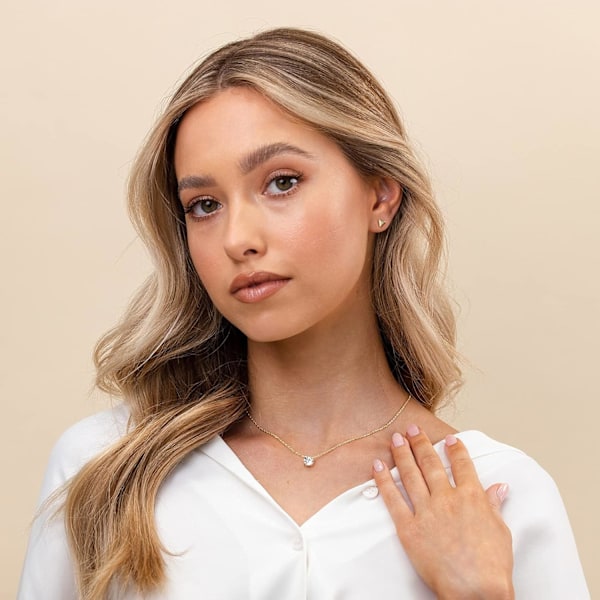 Forgyldt Swarovski Krystal Solitaire (8mm) CZ Diskret Choker Halskæde | Guld Halskæder til Kvinder