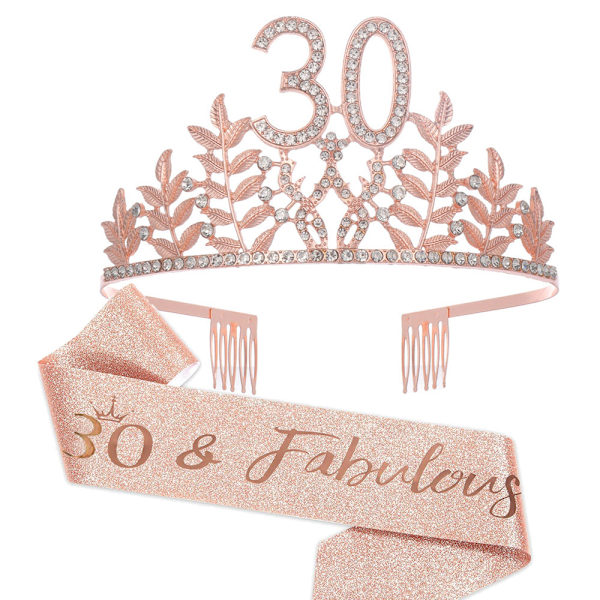 30-årsdag bälte och strass pannband set