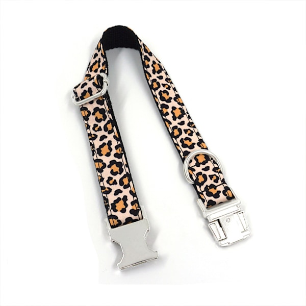 Designers leopardmönstrade hundhalsband, justerbart husdjurshalsband