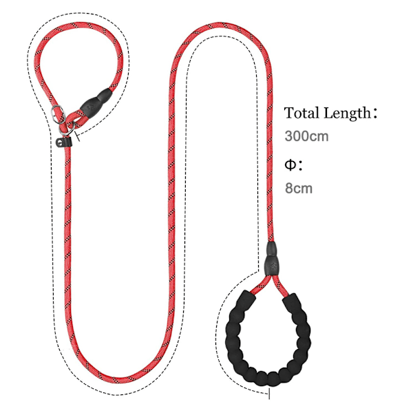Reflekterende Slip-Line Hundeleie for Små Valper, Medium og Store Hunder, Trening og Gåtur, Klatretau Leie