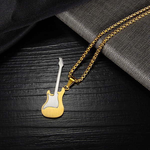 Kreativ Personlighet Herre Halskjede Mini Rock Gitar Henger Mote Rustfritt Stål Halskjede