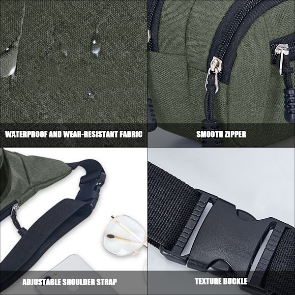 Stor Fanny Pack for Kvinner Plus Size Svart Fanny Pack, Skulderveske med Justerbare Belte Stropper Stilig Reise Vandring Gå Belteveske for Menn