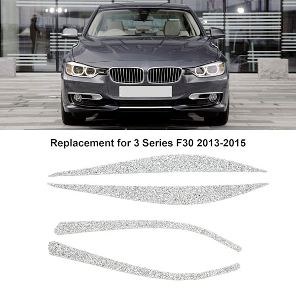 4 stk Rhinestone Bilfrontlys Øyenbryn Øyelokk Dekk Klistremerke Bakspeil Stripe Erstatning for 3-serie F30