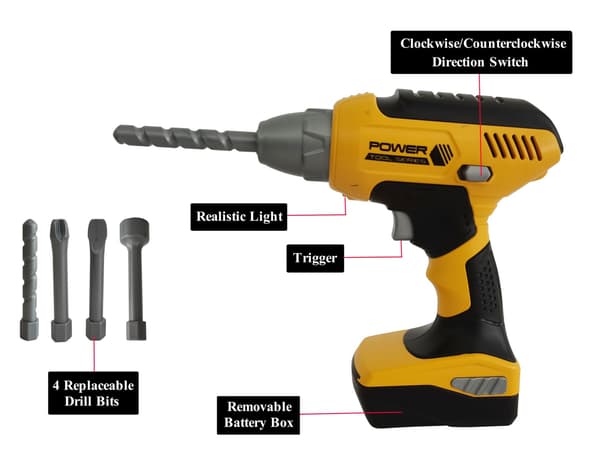 Power X Tool Set with Electric Drill and Case multifärg multicolor
