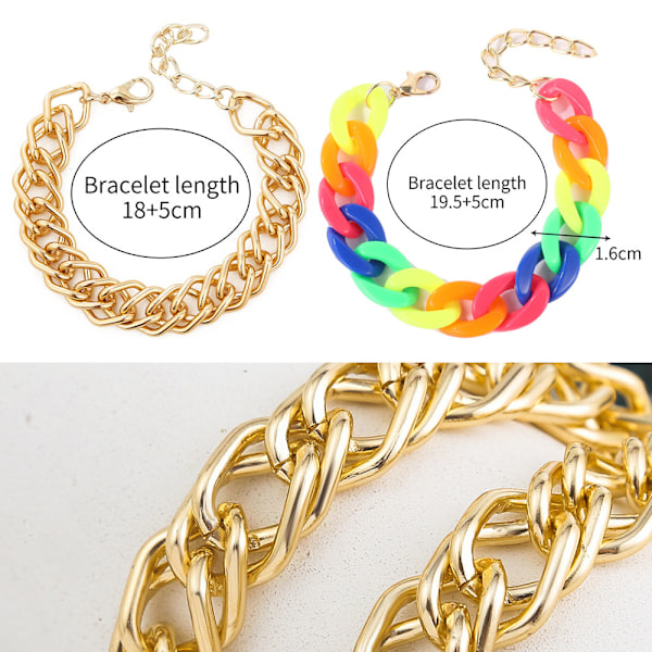 2 st kubanska kedjeband för män och kvinnor, trendig regnbågsfärgad hiphop-armband för flickor, semester- och festpresenter