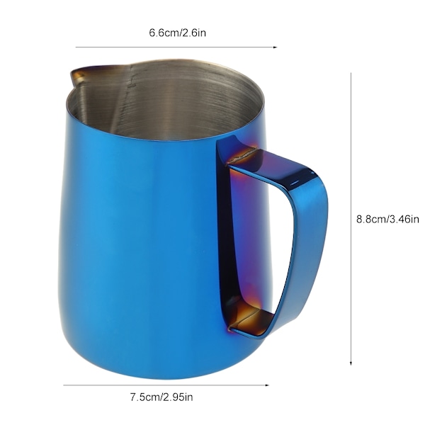 350mL Rustfrit Stål Kaffe Kop Kande Smuk Mælkeskumkande til Latte Art Blå