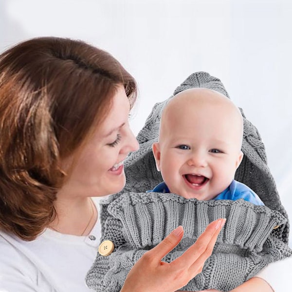 Nyfødt Baby Wrap Swaddle Tæppe Strikket Sovepose Modtagelse Tæpper Barnevogn Wrap til Baby (0-12 Måneder)