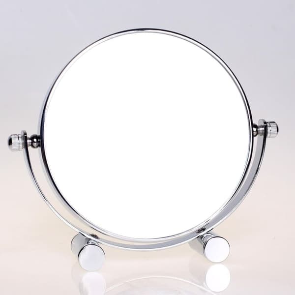 Makeup/Cosmetic Mirror, 360° Rotatable - Double-Sided: Normal and 10x Magnification. Freestanding Mirror, Shaving Mirror, Bathroom Mirror, Chrome
