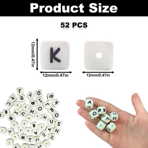 52PCS Luminous A-Z Letter Focal Silicone Beads 52PCS