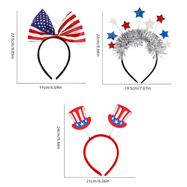 6 st patriotiska pannband, fjärde 4 juli festtillbehör dekorationer, självständighetsdagen