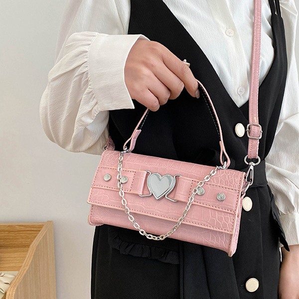 Mode en axel ny enkel trendkedja liten fyrkantig väska nisch crossbody väska