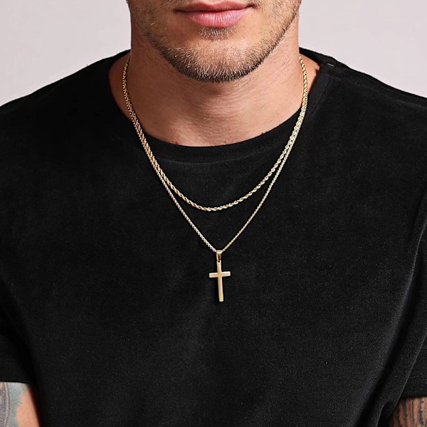 Metallisk minimalistisk hiphopkors i titanstål halsband