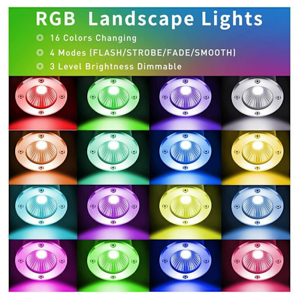 Lumière souterraine RVB, lumière souterraine extérieure 12-24 V med fil 6 W changement de couleur IP67 étanche LED basspänning
