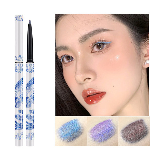 2 st Glitter Sparkle Shimmer Blå & Rosa Gel Eyeliner Makeup Pen Set, Färgglada Sparkle Eye Liner Pen Vattentät Smudge Proof Långvarig