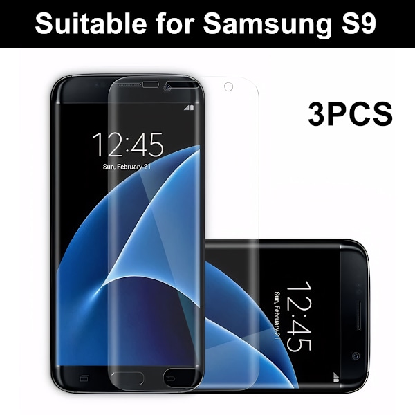 3x Heltäckande Skärmskydd för Samsung S9 i Plast Transparent one size