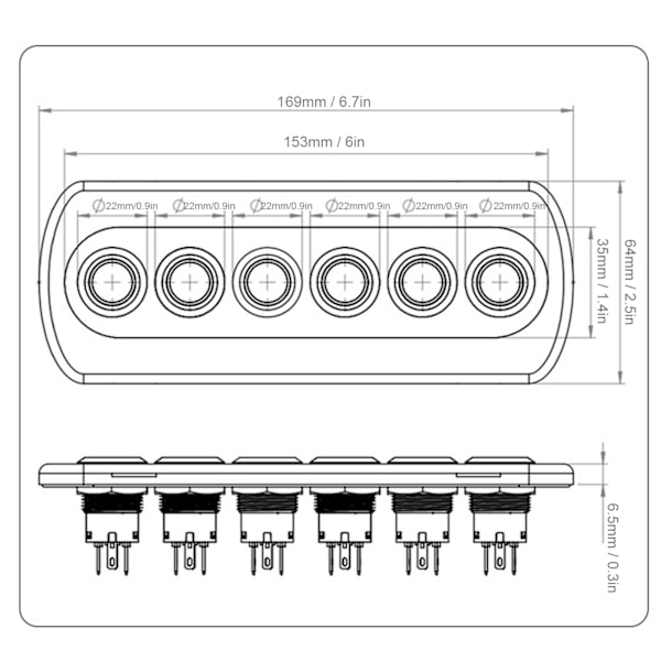 12V 20A Karbonfiberbryter IP66 Panel Trykknapp Blå Rød LED Modifisering for Yacht RV