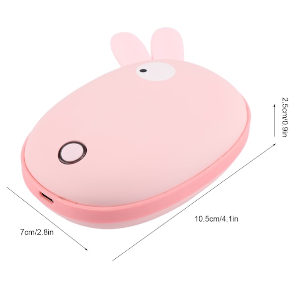 2 i 1 Bærbar USB Oppladbar Søt Dyr Varmer & Powerbank for Reiser Camping (Kanin)
