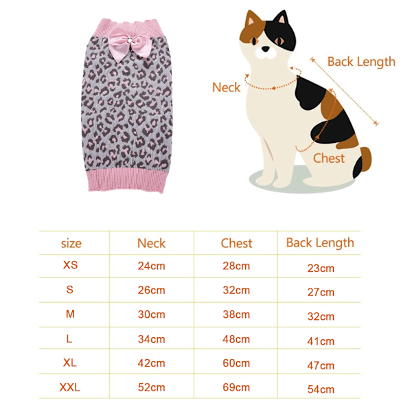 Vinter Leopard Varmt Kattesweater Mode Strikket Vest til Katte Hvalpe Små Dyr