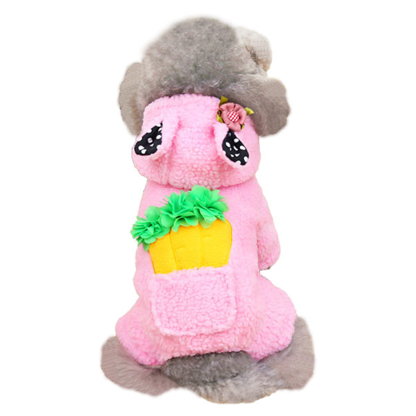 Hundpyjamas Vinter Hundtröja  Varm Valp Fleece Husdjurskläder Kläder Hundoverall Kläder (Rosa)