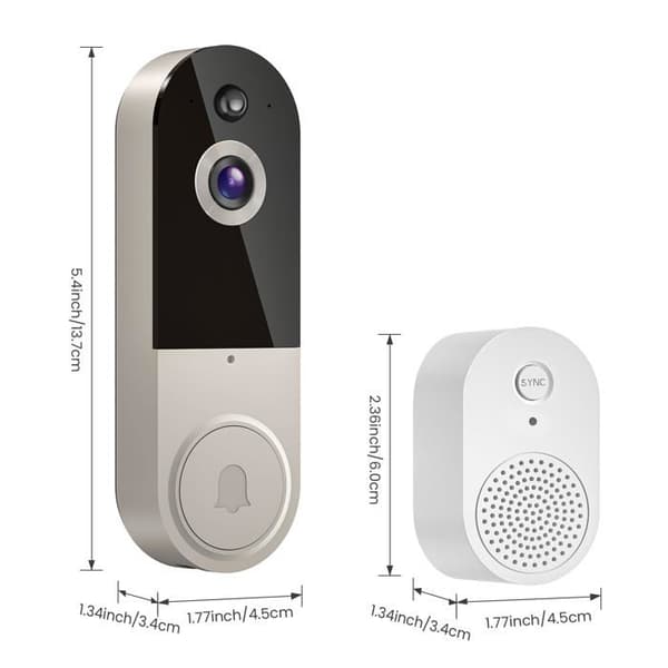 Wireless 1080p Wi-Fi Doorbell Camera – AI Detection, Night Vision, Two-Way Audio, Battery Powered