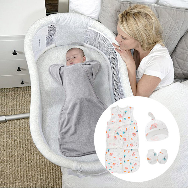 Baby Silkeorm Sovepose - Baby Sovepose, Brukes til å Svampe Babyer, Med Huer og Hansker.