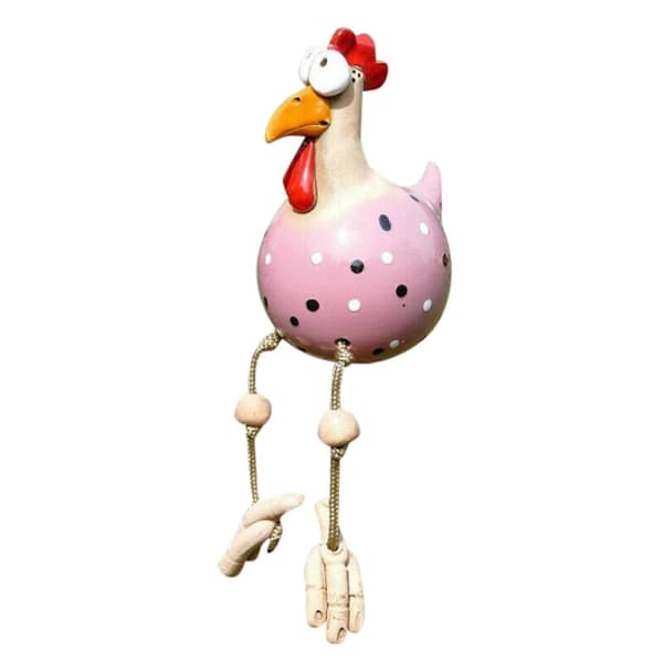 Keramisk høne Hilde Hagedekorasjon Dyrefigur Hageplugg Keramikkfigur Håndverksdekorasjon Pink