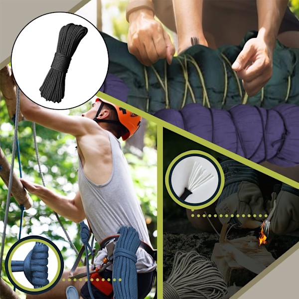 Nödsituation Nylonflätad 30 m, Multifunktionell Campinglina | (1 förpackning)